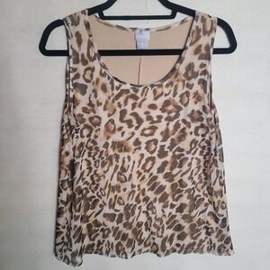 Chico's Leopard Print Tank Top Sleeveless Lined Animal Print Women's Size 2